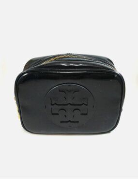 Tory Burch Makeup Bag Cosmetic Case Patent Leather Zip Travel Glossy 7.5x5.5x3